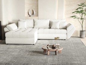 Colțar extensibil dumonde cu ladă de depozitare si sezut confortabil din spuma high-density, Loana Euphoria Ivory 270x185 cm