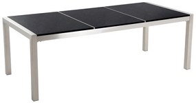 Set de masă pentru grădină Grosso (negru) (scaune albe) (pentru 8 persoane) (piatră). 1011653