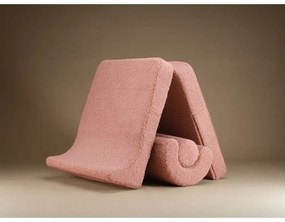 Fotoliu pentru copii roz cu tapițerie din țesătură bouclé Flipster – Wigiwama