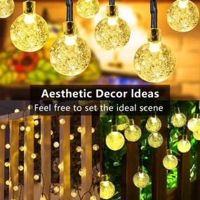 Brilagi- Ghirlandă solară decorativă LED BUBBLE 200xLED/8 funcții 20m IP65 alb cald