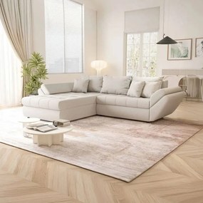 Colțar extensibil dumonde cu ladă de depozitare si sezut confortabil din spuma high-density, Loana Enjoy Bej 270x185 cm