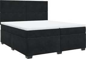vidaXL Pat box spring cu saltea, negru, 200x200 cm, catifea
