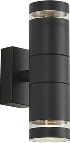 Lampă de perete modernă de exterior neagră cu 2 lumini IP44 - Dubbla