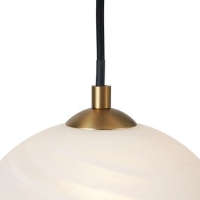 Lampă suspendată Art Deco aurie cu sticlă opal 5 lumini - Yani