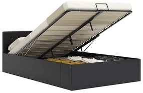 vidaXL Cadru pat hidraulic, depozitare, negru, 120 x 200 cm piele eco