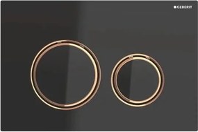 Clapeta de actionare Geberit Sigma21 sticla negru cu inel rose gold