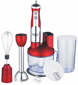 Resigilat: Blender cu tocator, mixer si bol 4 in 1 ZEPHYR ZP 1112 CSCR, 600W, 2 viteze, Urcior 600 ml, Bol 500 ml, Inox/rosu