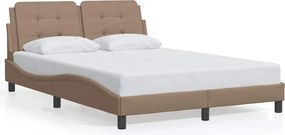 vidaXL Cadru de pat fără saltea, Zadar, cappuccino, 140x190 cm, piele ecologică