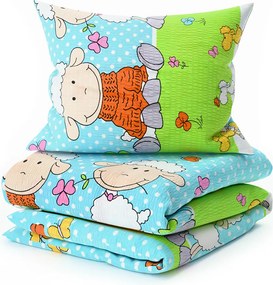 Lenjerie de pat din crep pentru patut OVECKY albastru Dimensiune lenjerie de pat: 45 x 65 cm | 90 x 135 cm