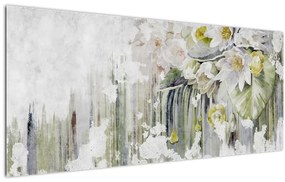 Tablou - Flori albe, vintage (120x50 cm)
