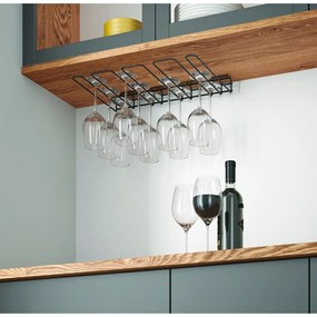 Suport de perete pentru sticle de vin Metaltex Wine Glass, negru