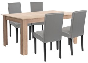 Set de masă Leon 4+1, gri stejar Sonoma