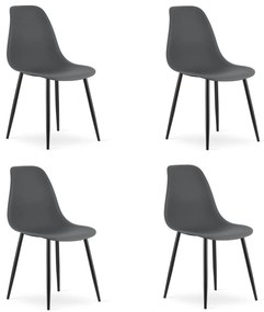 Set 4 Scaune Bucatarie/Dining Velo Plus Gri Inchis