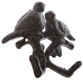 Umeraș din fontă Păsări pe o crenguță negru, 12 x13 cm