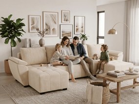 Coltar extensibil in forma de U LIVARO, crem, 305x140 cm