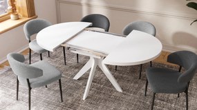 Mazzoni RENZO Alb - MASĂ ROTUNDĂ Ø110 EXTENSIBILĂ PÂNĂ LA 180 cm | PENTRU BUCĂTĂRIE SUFRAGERIE LIVING RETRO