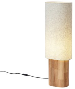 Lampă de podea Japandi din lemn cu abajur din in 90cm - Lamel