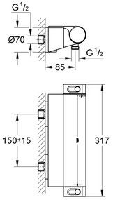 GROHE 34469001 - Baterie termostatică pentru duș GROHTHERM 2000 DN 15 crom