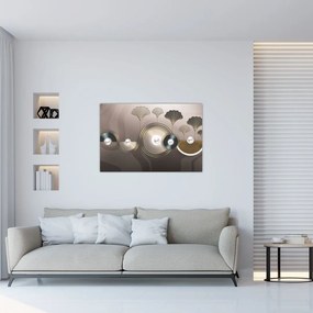 Tablou - Abstract maro-auriu (90x60 cm)