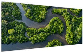 Tablou - Peisaj forestier cu râu (120x50 cm)