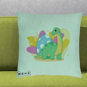Perna Personalizata Dinozaur cu Ou Pastelat, 40x40 cm, Verde Menta, Husa Detasabila, Perna Inclusa, BEKZ®