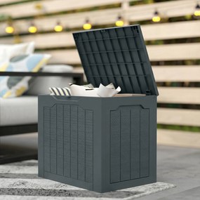 Outsunny Cufăr de Grădină cu Mânere, Container pentru Unelte Impermeabil, 56x41x50 cm, Gri Închis | Aosom Romania