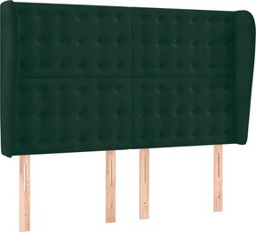 vidaXL Tăblie pat cu aripioare verde închis 147x23x118/128 cm catifea