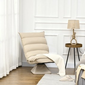 Fotoliu Relax din material capitonat cu pivotare la 360°, fotoliu rabatabil pe 3 nivele cu cadru din otel 62x62x95cm, bej HOMCOM | Aosom Romania