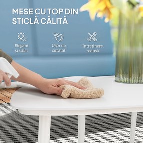 Outsunny Set de Mobilier de Grădină din 5 Piese cu Canapea, 2 Fotoli și 2 Măsuțe de Cafea, 118x72x80 cm, Albastru Deschis | Aosom Romania