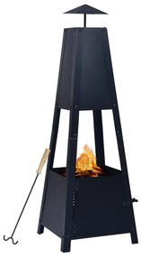 vidaXL Vatră de foc, negru, 35 x 35 x 99 cm, oțel