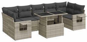 3326443 vidaXL Set mobilier de grădină cu perne, 8 piese gri deschis poliratan