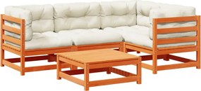 vidaXL Set mobilier de grădină cu perne, 5 piese, lemn masiv de pin