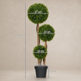 HOMCOM Plantă Artificială de Buxus cu 3 Ffere și Frunze de Bambus | Aosom Romania
