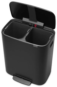 Coș de gunoi negru mat de reciclat/cu pedală din oțel 60 l Bo – Brabantia