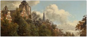 Tablou - Jan van der Heyden, View Down a Dutch Canal, reproducere (120x50 cm)