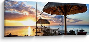 Tablou - Apus de soare în Mauritius (cu ceas) (90x30 cm)