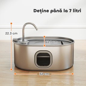 PawHut Fântână Apă Inox Automată 7L | Aosom Romania