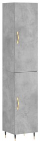 3198773 vidaXL Dulap înalt, gri beton, 34,5x34x180 cm, lemn prelucrat