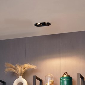 Spot integrat rotund negru GU10 70mm 2 lumini - Hubs