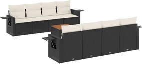 vidaXL Set mobilier de grădină cu perne, 9 piese, negru, poliratan