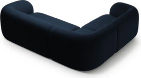 Colțar albastru cu tapițerie din catifea (cu colț pe partea stângă/în formă de ”L”) Kate – Micadoni