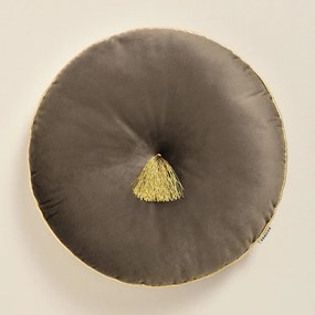Pernă decorativă rotundă din velur maro elegant cu diametrul de 45 cm