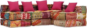 vidaXL Canapea puf modulară cu 4 locuri, petice, material textil