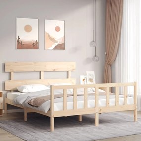 3193276 vidaXL Cadru de pat cu tăblie, king size, lemn masiv