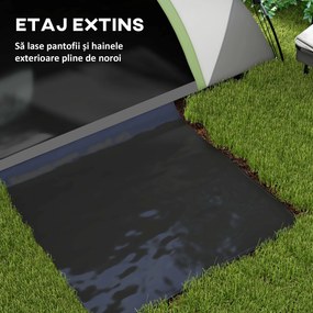 Outsunny Cort de Camping cu 3 Locuri, Geam din Plasă și Cârlig Felinar, Cort de Camping din PE, 270x210x150 cm, Verde | Aosom Romania