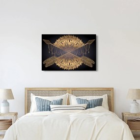 Tablou - Mandala aurie cu săgeți (90x60 cm)