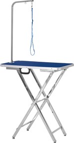 PawHut Masa de Toaleta Pliabila cu Maner Integrat, Brat Reglabil si Lesa, 70x45x74-81cm, Albastra | Aosom Romania