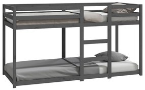 821646 vidaXL Pat supraetajat, gri, 90x200 cm, lemn masiv de pin