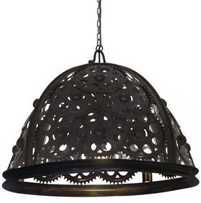 Lampa de tavan industriala cu lant, model roata, 65 cm, E27