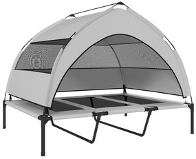 PawHut Pat Ridicat pentru Câini cu Copertină pe 3 Laturi Detașabilă Gri și Negru | Aosom Romania